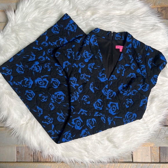 Like New [Betsey Johnson] Black & Blue Quilted Cap Sleeve Midi Dress | 6 · Small - Picture 6 of 12